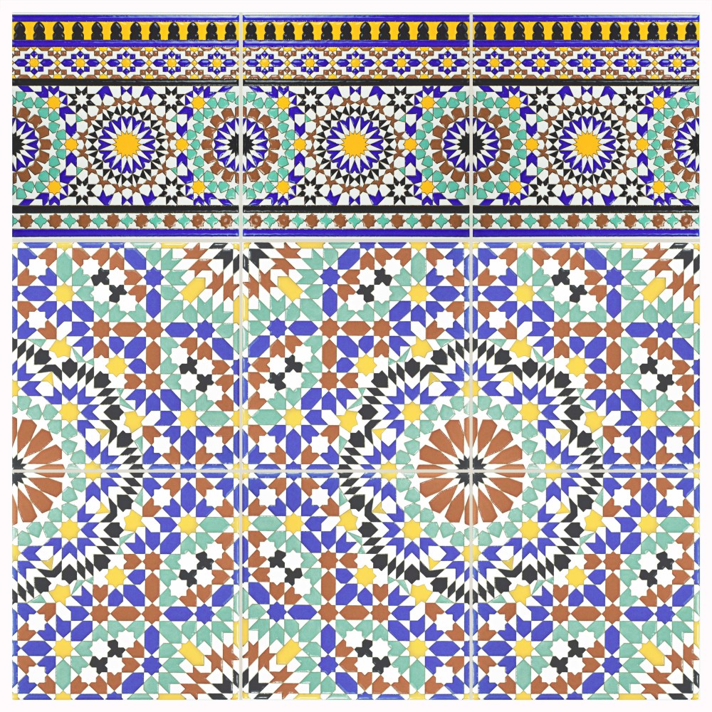 Sevillano Andalusia Cenefa 7-7/8 in. x 7-7/8 in. Ceramic Wall Tile