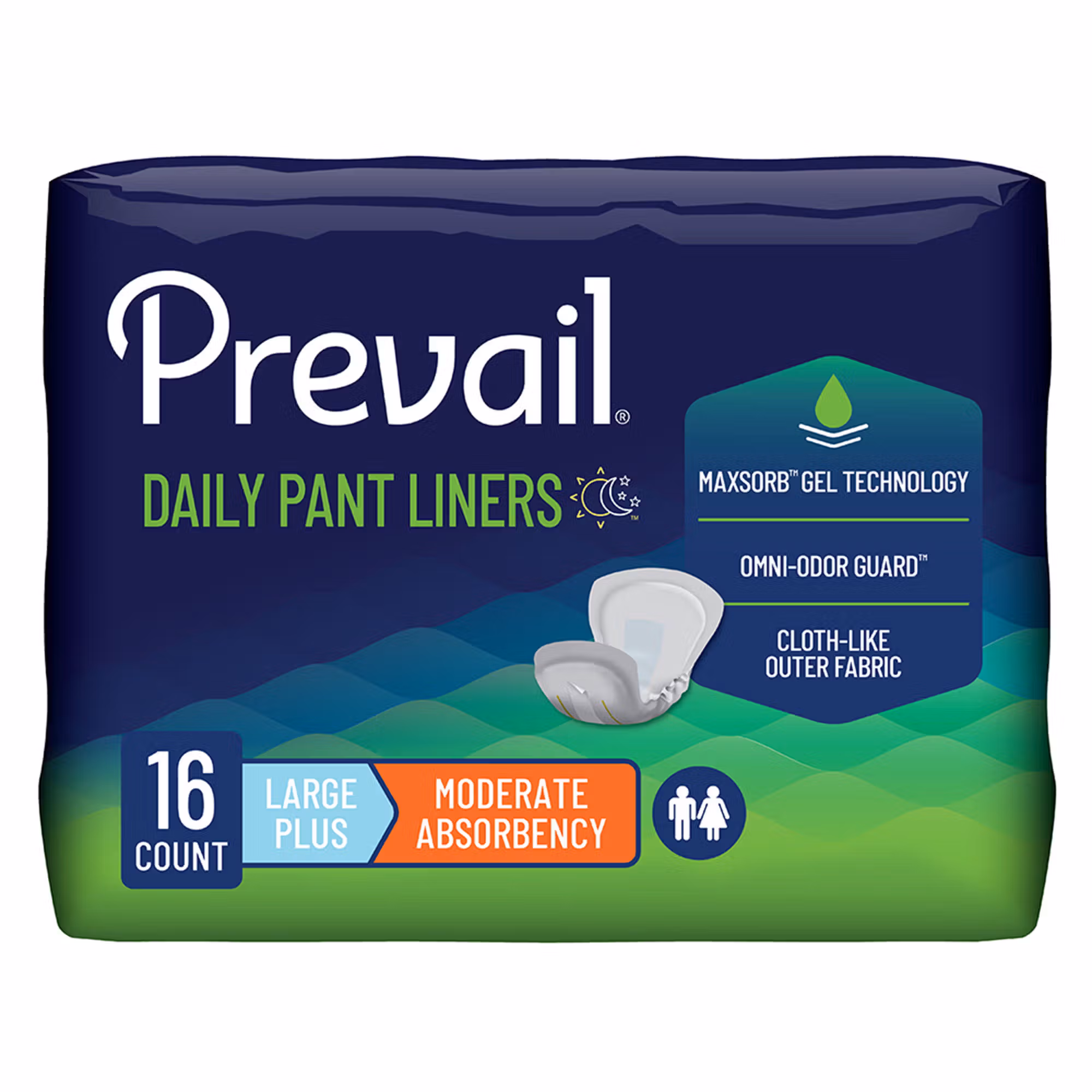 Prevail® Daily Pant Liners Moderate Absorbency Bladder Control Pad, 28 Inch
