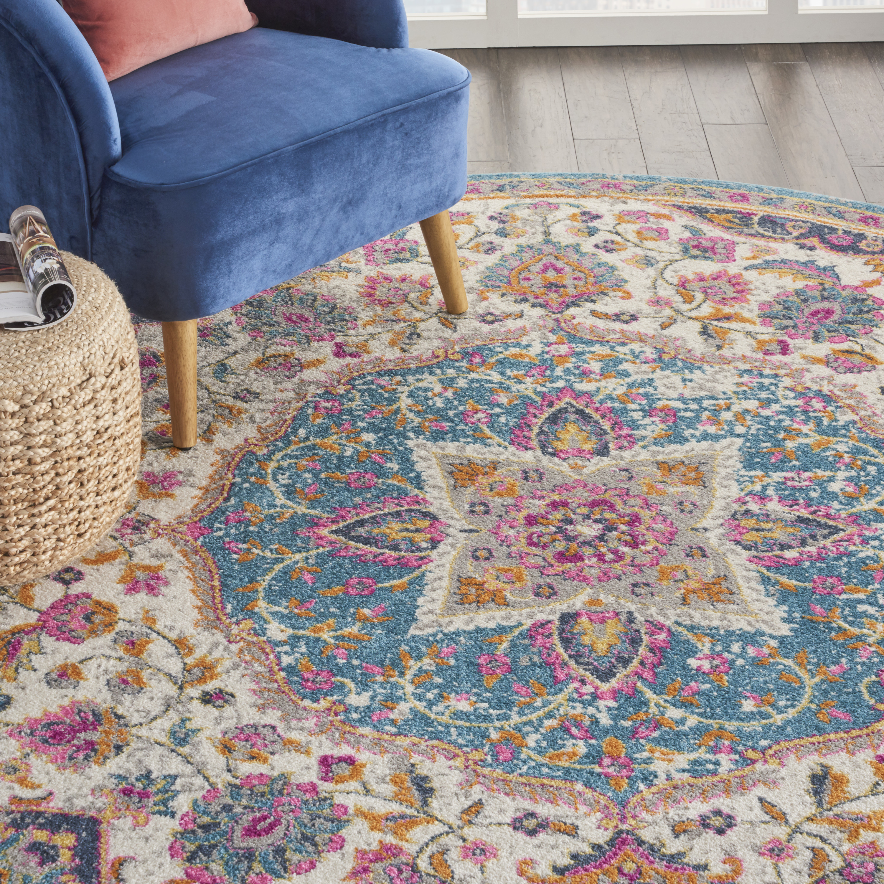 Nourison Passion 8' x Round Ivory Multicolor Transitional Indoor Rug