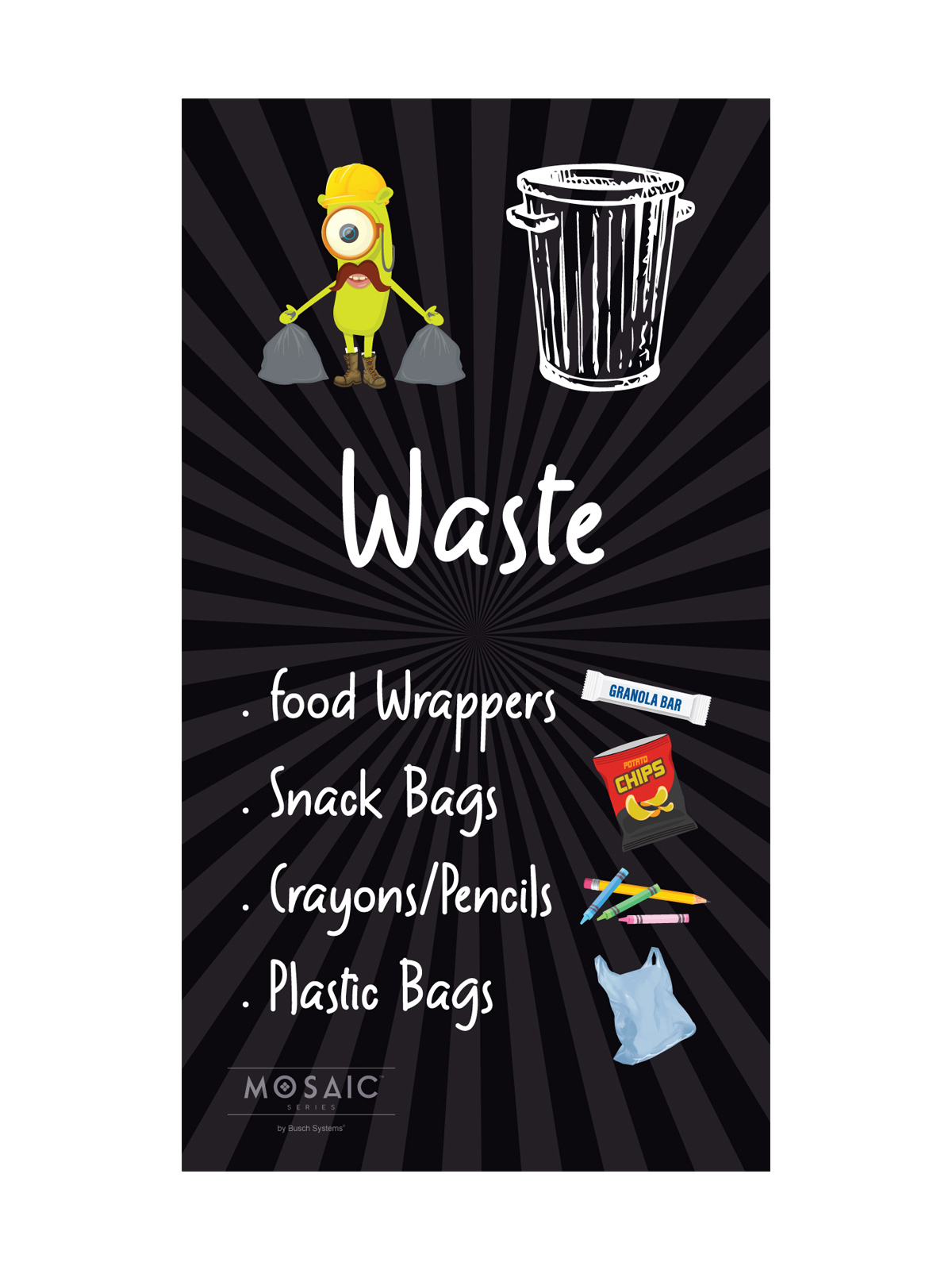 Mosaic Series Junior waste narrow sign panel