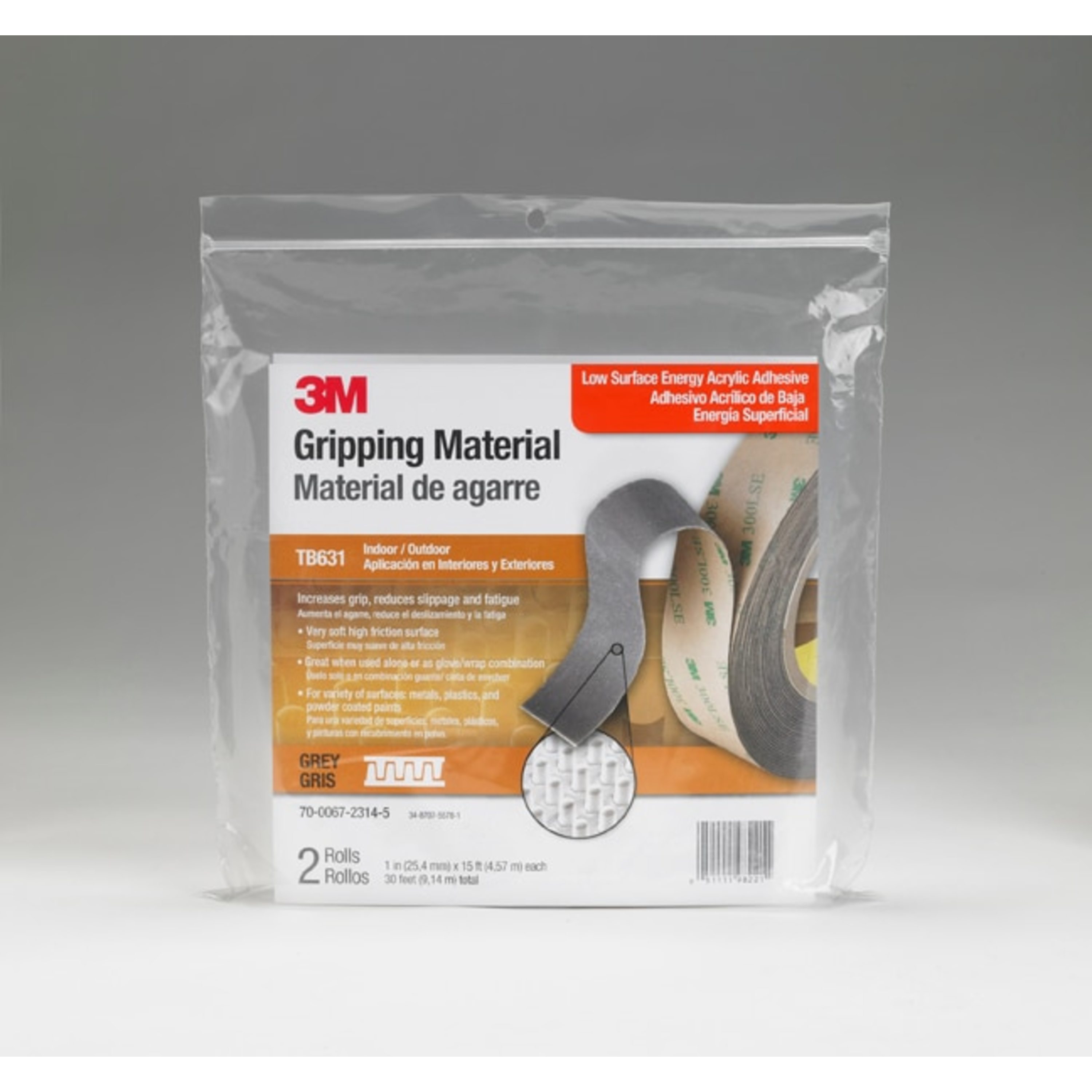 3M™ Gripping Material TB631, Gray, 1 in x 15 ft, 2 rolls per bag