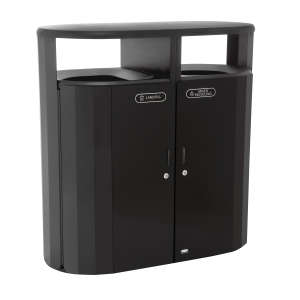 Rubbermaid Commercial, Resist® Dual Stream, 33 gal, Metal, Black, Rectangle, Receptacle