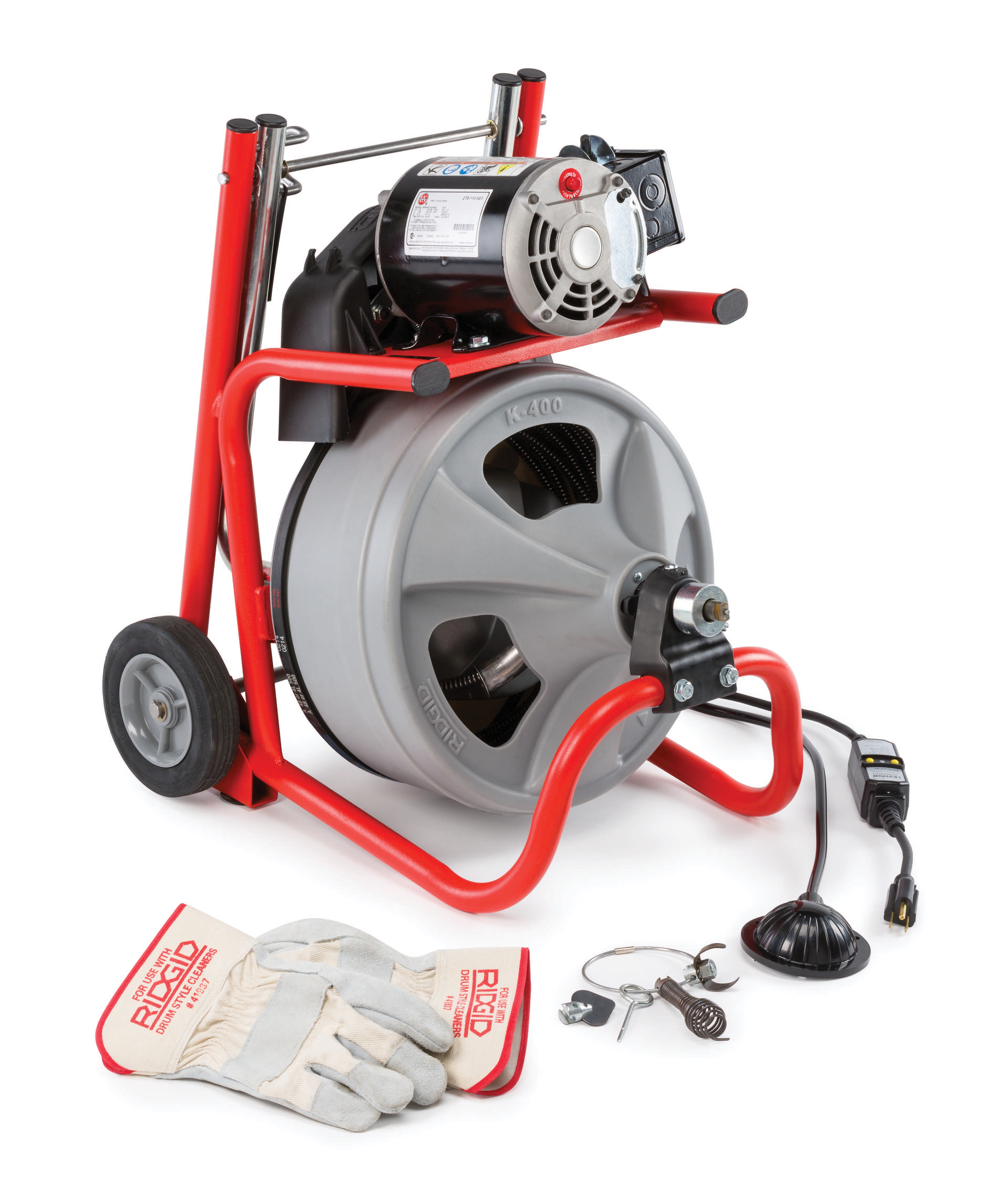 K-400 Machine with Gloves & Std. Equipment: C-32 IW 3/8" x 75' (10 mm x 23 m) Solid Core (Integral Wound) Cable, T-260 Tool Set - Image 5