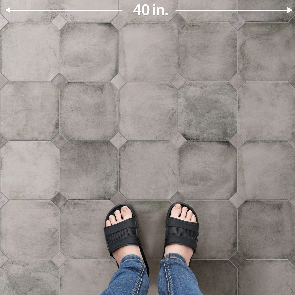 Laverton Octagon Gris with Taco Gris 7-7/8 in. x 7-7/8 in. Porcelain Floor and Wall Tile