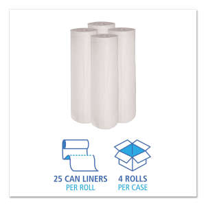 Boardwalk,  LLDPE Liner, 45 gal Capacity, 40 in Wide, 46 in High, 0.6 Mils Thick, White