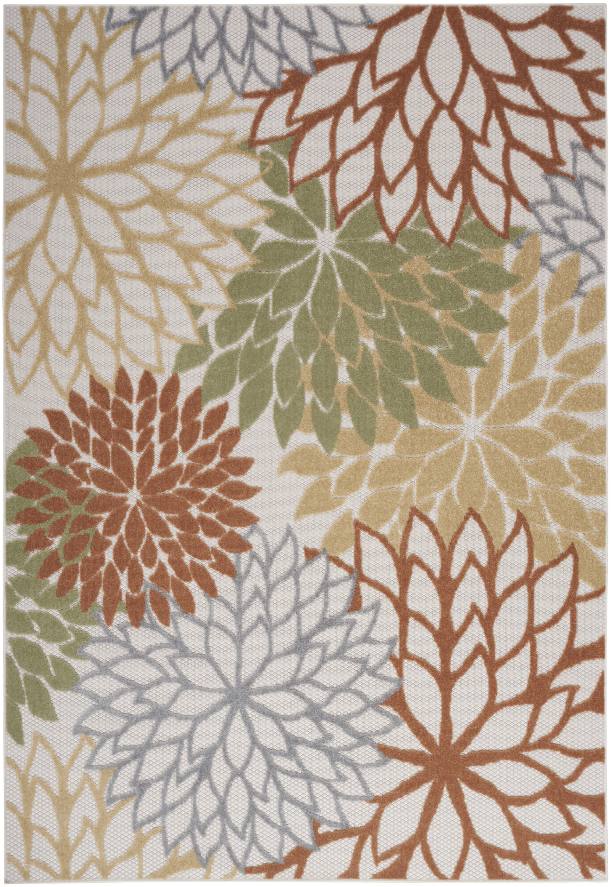 Nourison Aloha 5'3" x 7'5" Ivory Multicolor Outdoor Rug