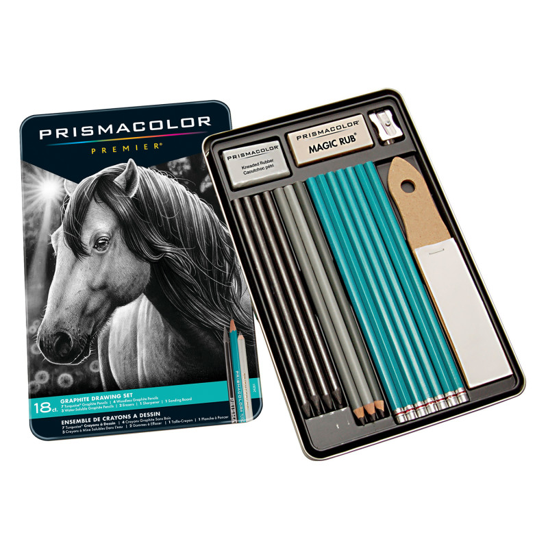 Premier® Graphite Drawing Pencils with Erasers & Sharpeners, 18-Piece Set
