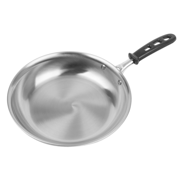 10-inch Tribute® 3-ply fry pan with natural finish and TriVent silicone handle