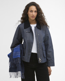 Barbour x ARKET Kokos Dry Wax Denim Jacket Blue Denim