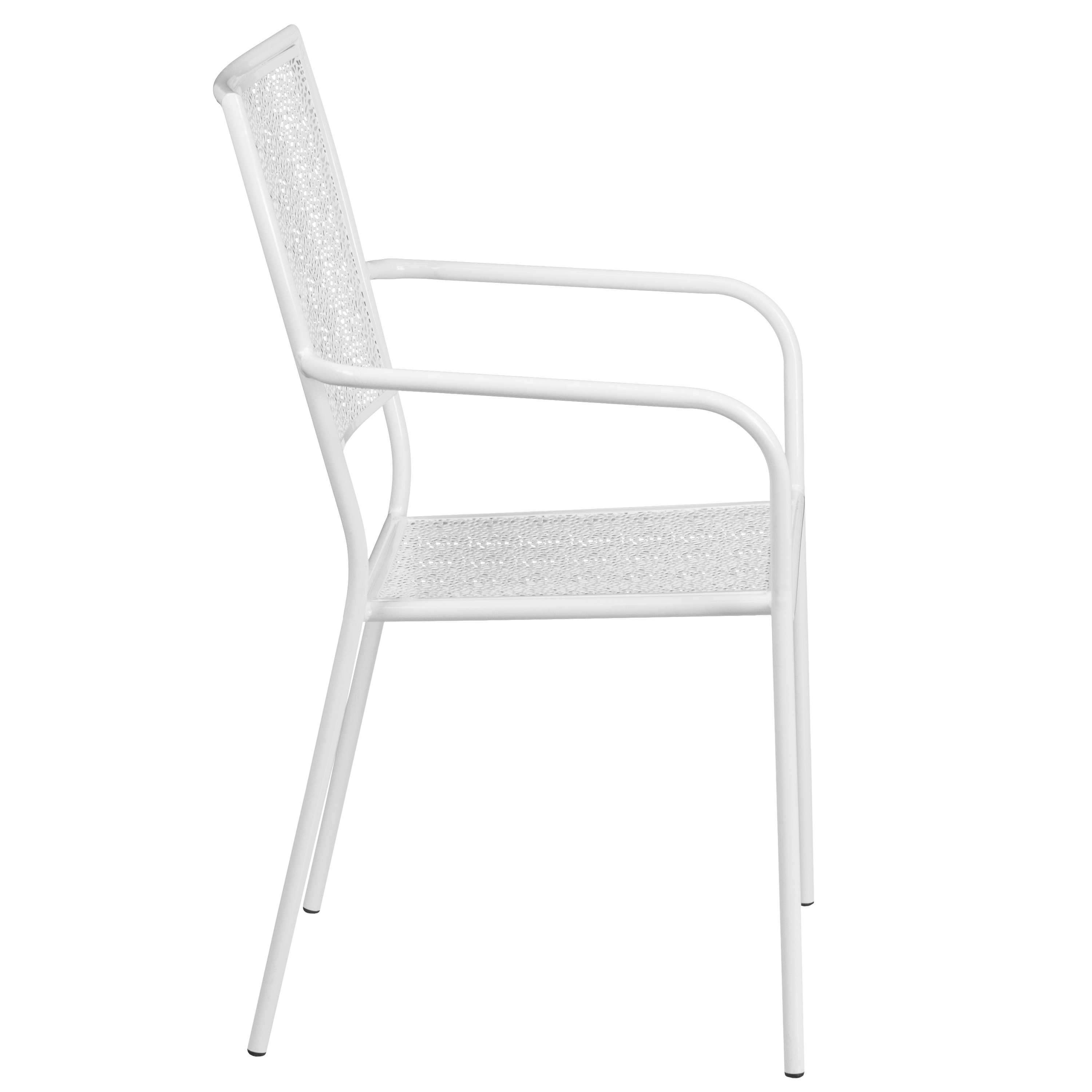 Commercial Grade Sky Blue Indoor-Outdoor Steel Patio Arm Chair with Square Back - Picture 17 of 61