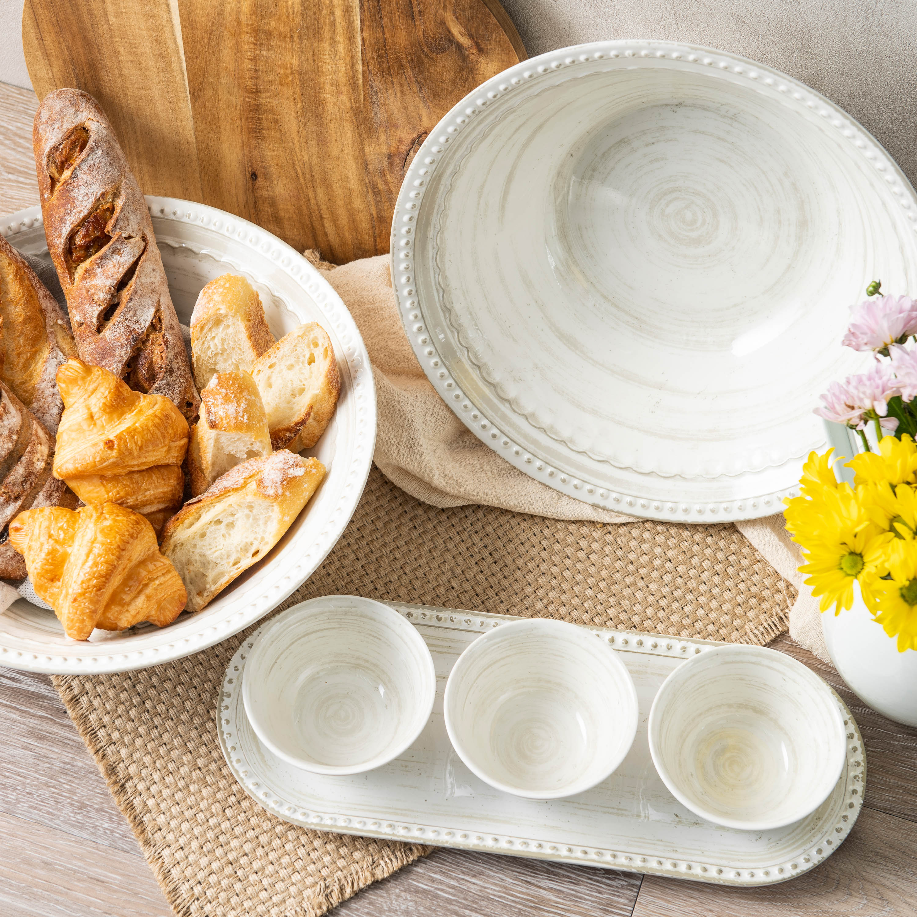 French Country 12-inch Melamine Serving Bowls, White, 2-piece set slideshow image 10