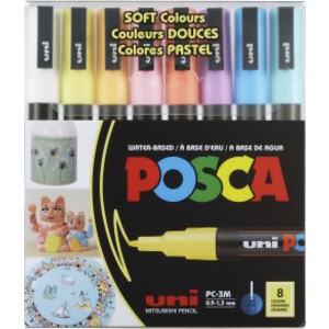 PC-3M Paint Markers, Fine Bullet Tip (0.9-1.3 mm), Soft Colors, Set of 8