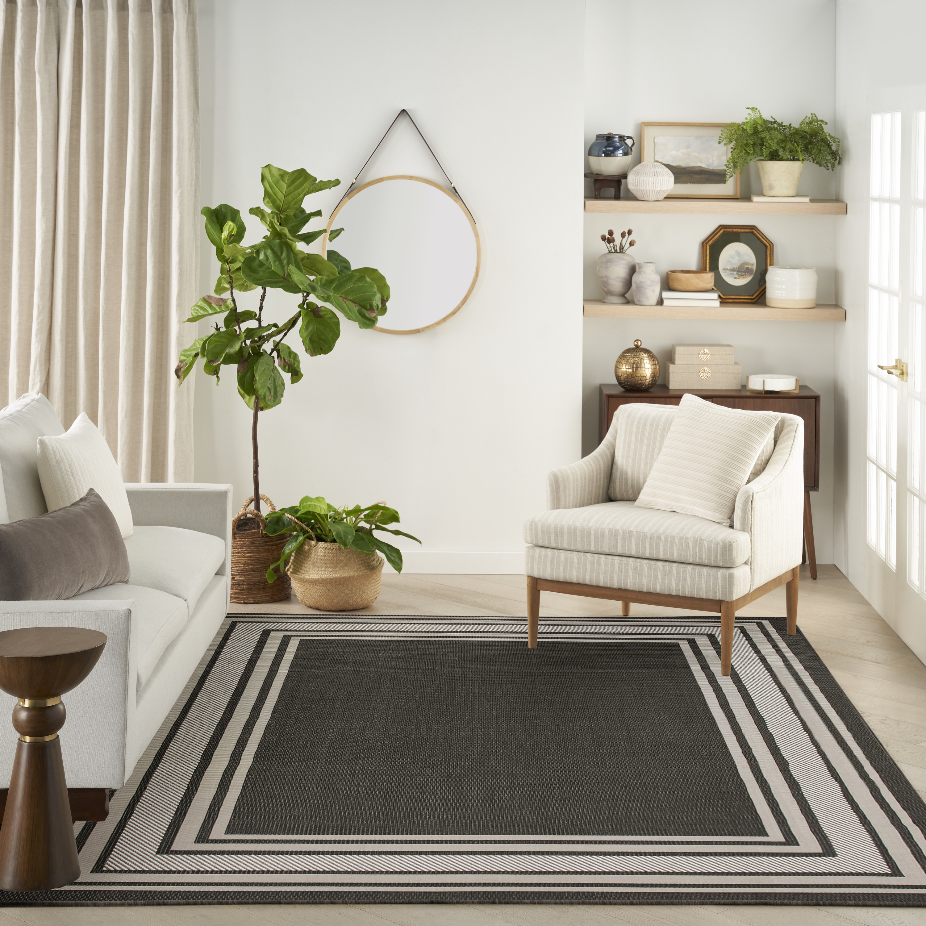 Nourison Horizon Indoor/Outdoor 8' x 10' Black Modern Rug