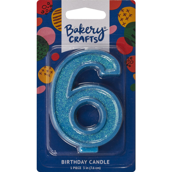 6 Glitter Numeral Candles