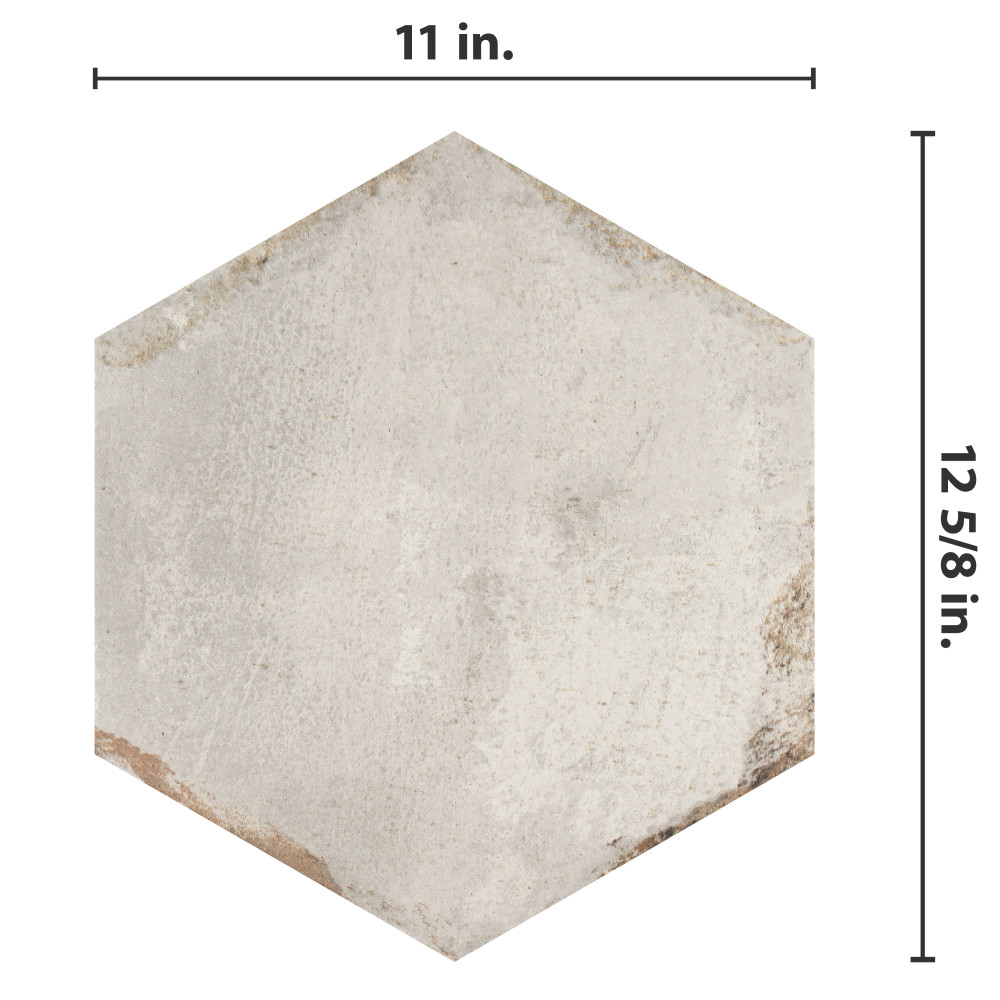 D'Anticatto Hex Bianco 11 in. x 12-3/4 in. Porcelain Floor and Wall ...