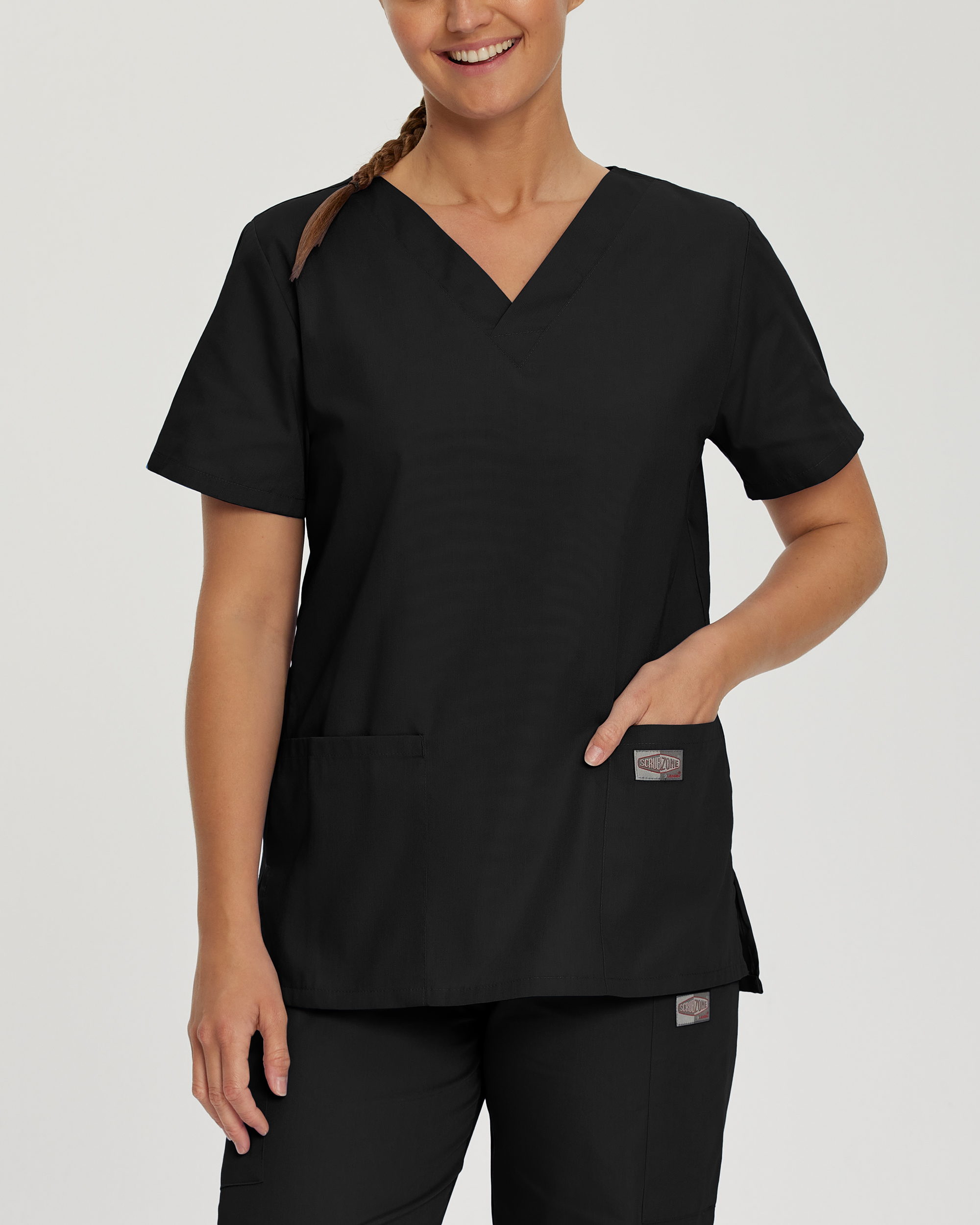 Landau Scrub Zone Women&#8216;s 3-Pocket V-Neck Scrub Top-Landau