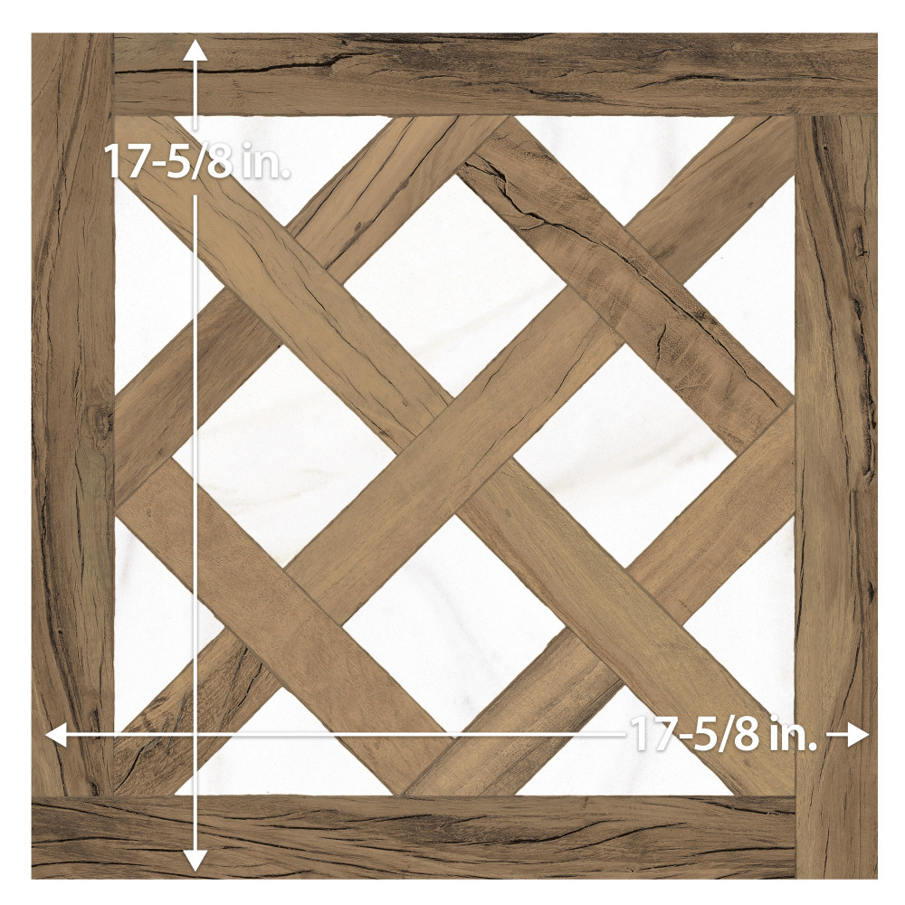 Kings Forest Lattice Calcatta Mix 17-5/8 in. x 17-5/8 in. Ceramic Floor and Wall Tile