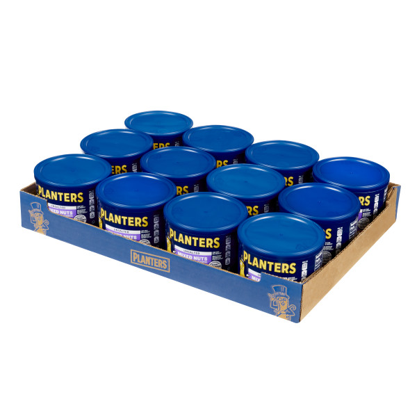 PLANTERS(r) Unsalted Mixed Nuts 12/10.3oz . C1RM - Front Right Open Case (Hi Res)