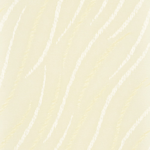 Cream textured wallpaper with subtle diagonal wavy white stripes covering a wall, repeating pattern that creates soft movement in an evenly lit interior.