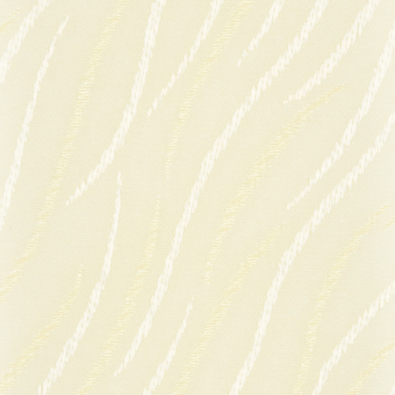 Cream textured wallpaper with subtle diagonal wavy white stripes covering a wall, repeating pattern that creates soft movement in an evenly lit interior.