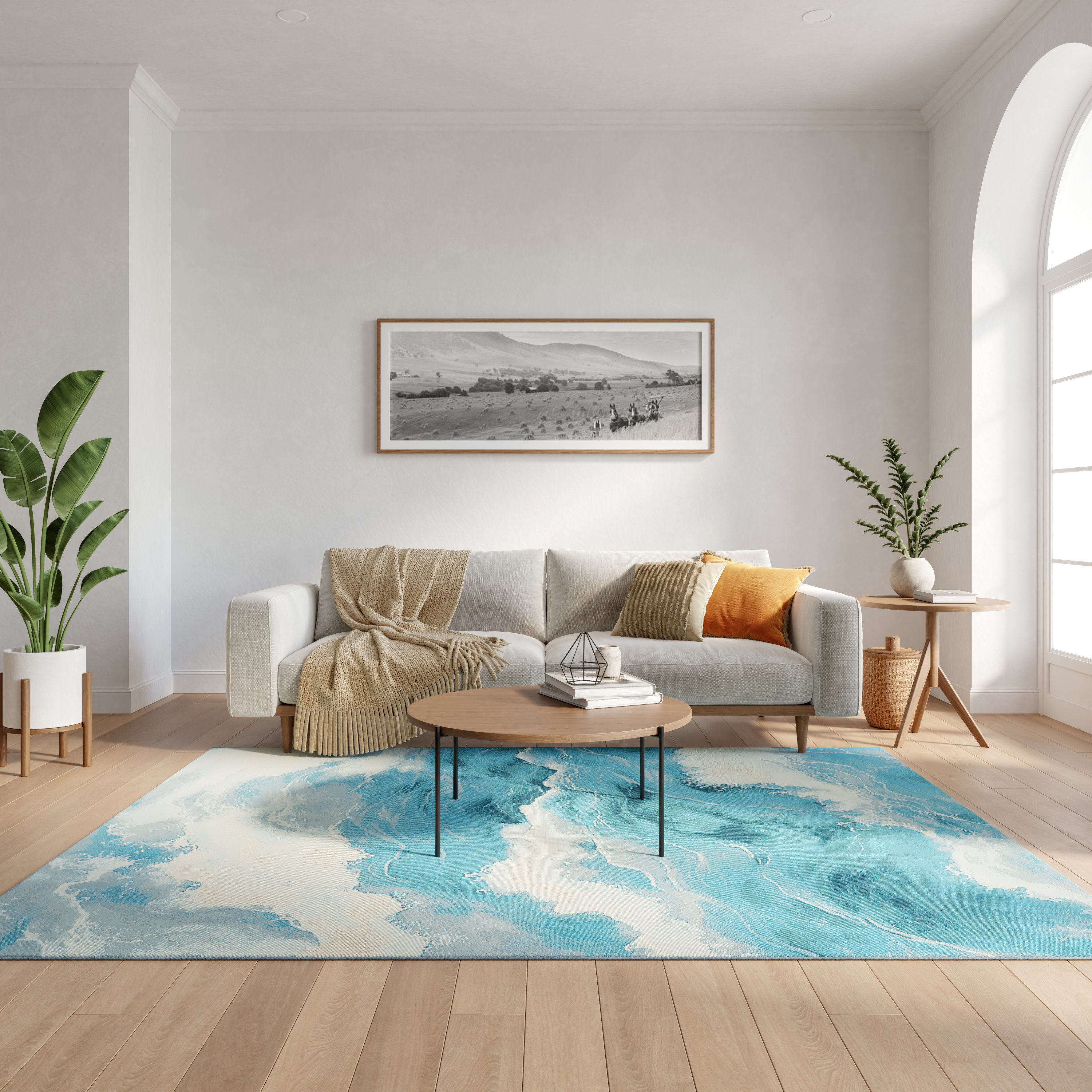 Nourison Color Splash 5'3" x 7'3" Ivory Blue Coastal, Nautical & Beach Rug