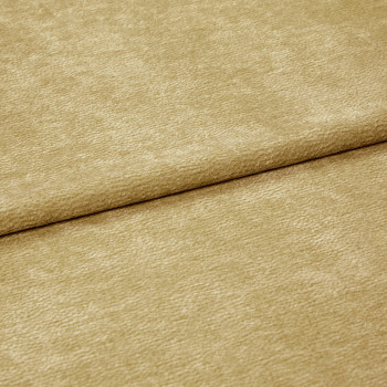 Beige plush, short-pile fabric folded across the frame, showing a neat horizontal fold; close-up view with soft, even lighting on a neutral background.