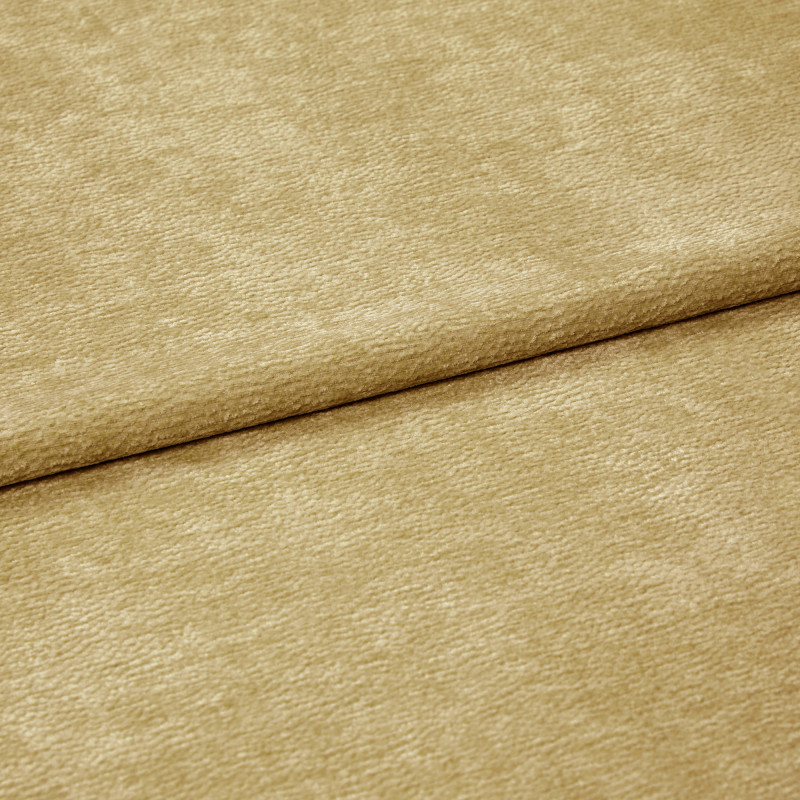 Beige plush, short-pile fabric folded across the frame, showing a neat horizontal fold; close-up view with soft, even lighting on a neutral background.
