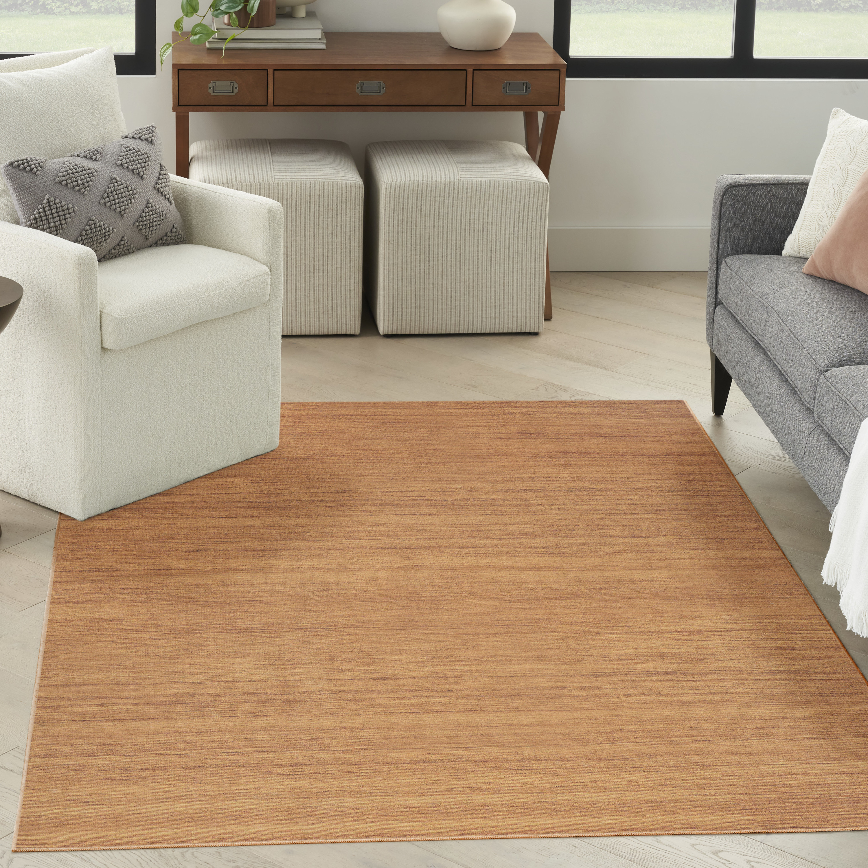 Nourison Washable Essentials 4' x 6' Copper Modern Indoor Rug