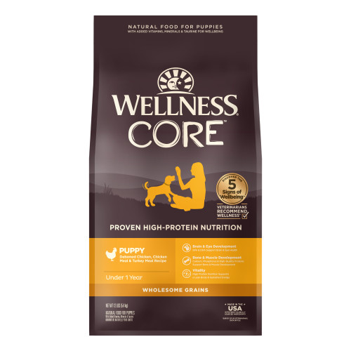 Wellness CORE Wholesome Grains Puppy Chicken Recipe Front packaging