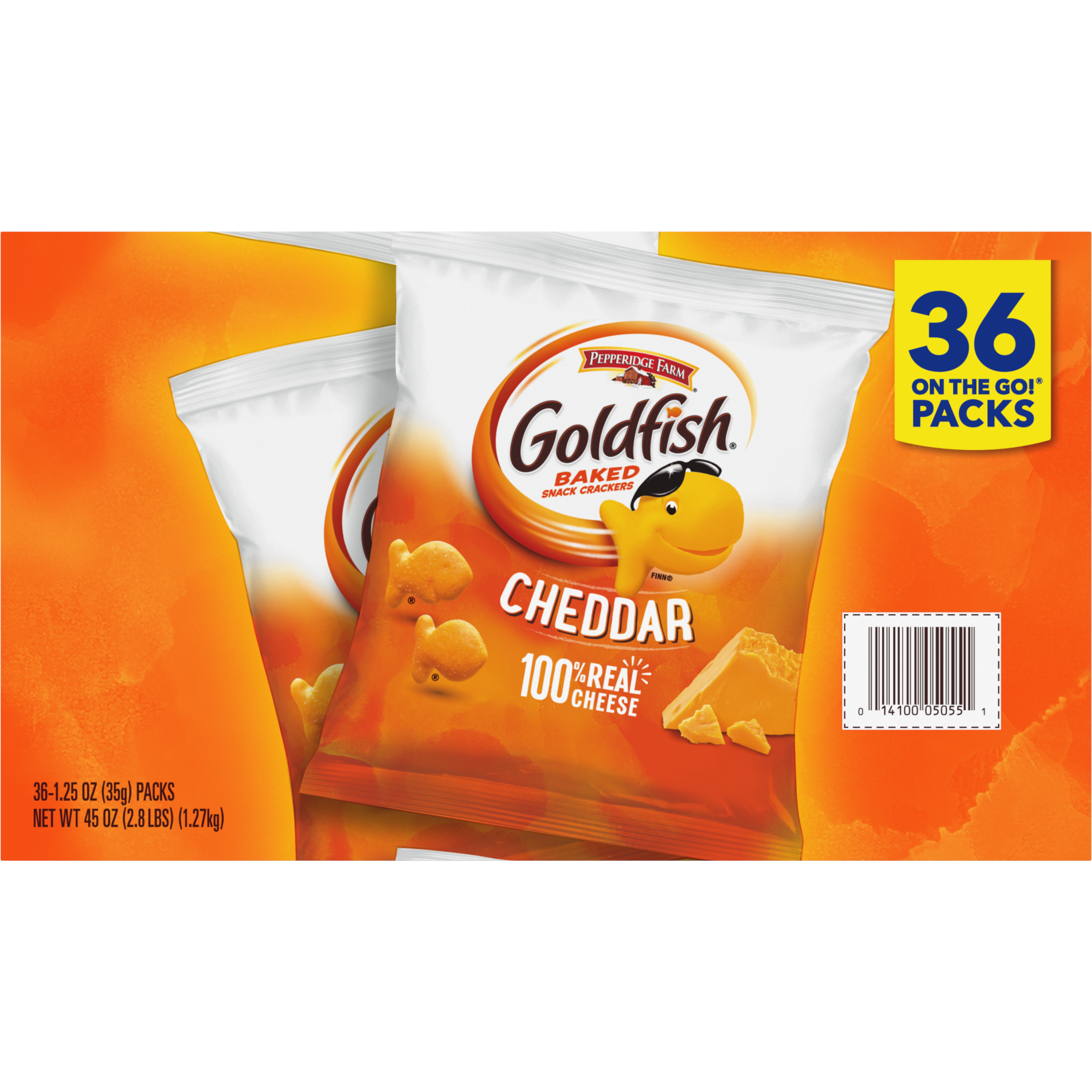 Goldfish® Cheddar Cheese Crackers, 36 count box, 1.25 oz, bag - Back Image