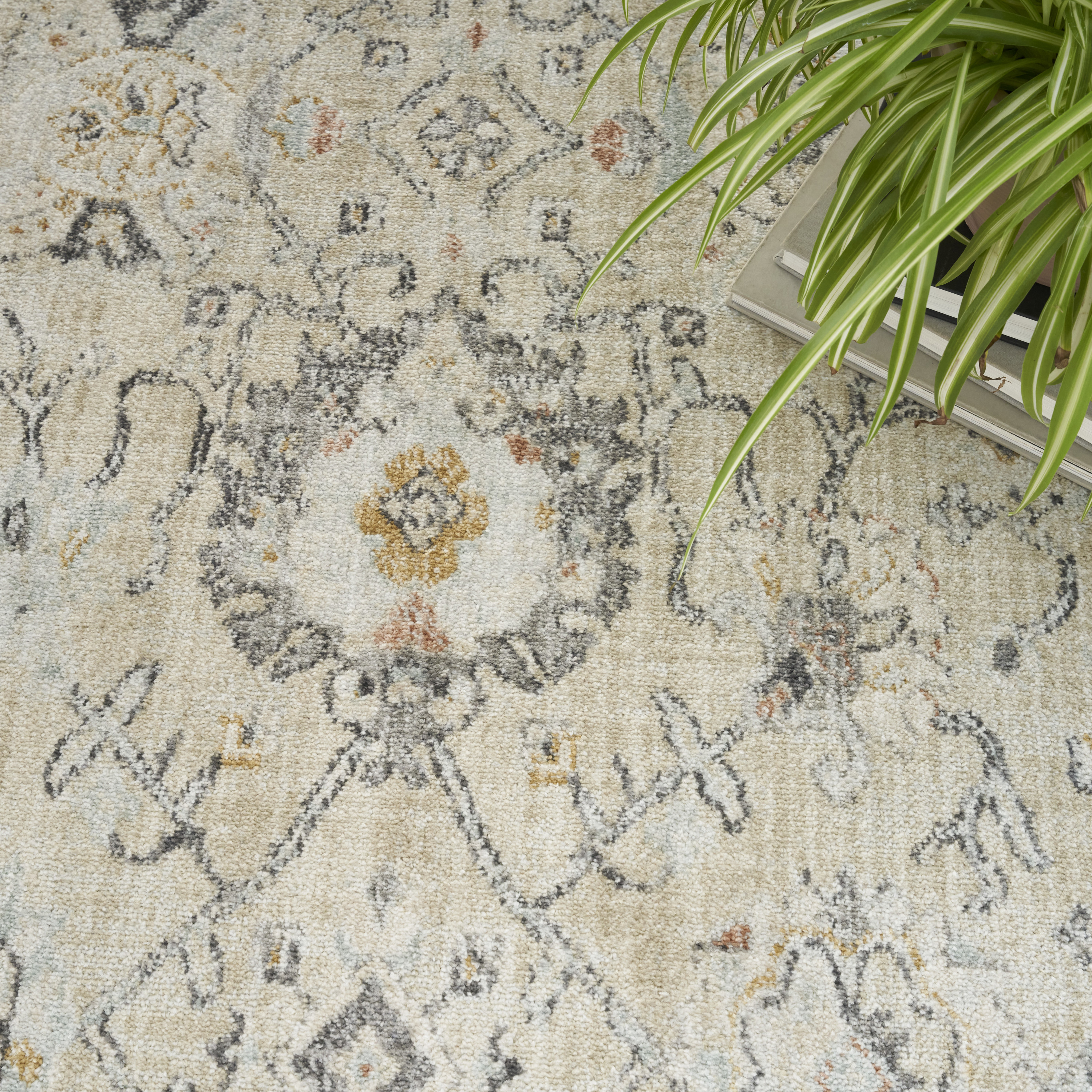 Nourison Oushak Home 9' x 12' Cream Vintage Indoor Rug