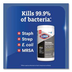 Clorox,  CloroxPro ScreenPlus Sanitizing Wipes, 6 x 8, Citrus Blend,  75 Wipes/Container