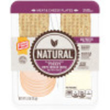 Oscar Mayer Natural Meat & Cheese Plate Slow Roasted Turkey, White Cheddar Cheese Whole Wheat Crackers, 3.3 oz Tray