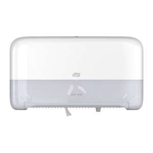 SCA555560, Tork,  T2 Mini Jumbo 2-Roll Toilet Paper Dispenser, White