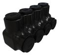 Nimbus Insulated Aluminum Multi-Tap Connector Conductor Range 350-6 4 Ports Single Sided Entry Tin Plated
