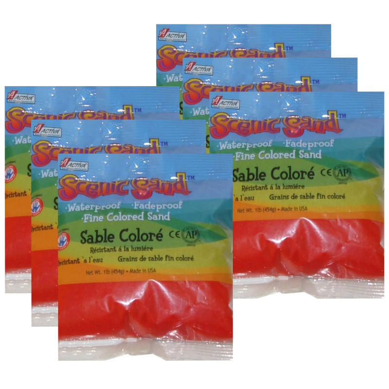 Scenic Sand™ Craft Colored Sand, Bright Red, 1lb (454g) Bag, Pack of 6