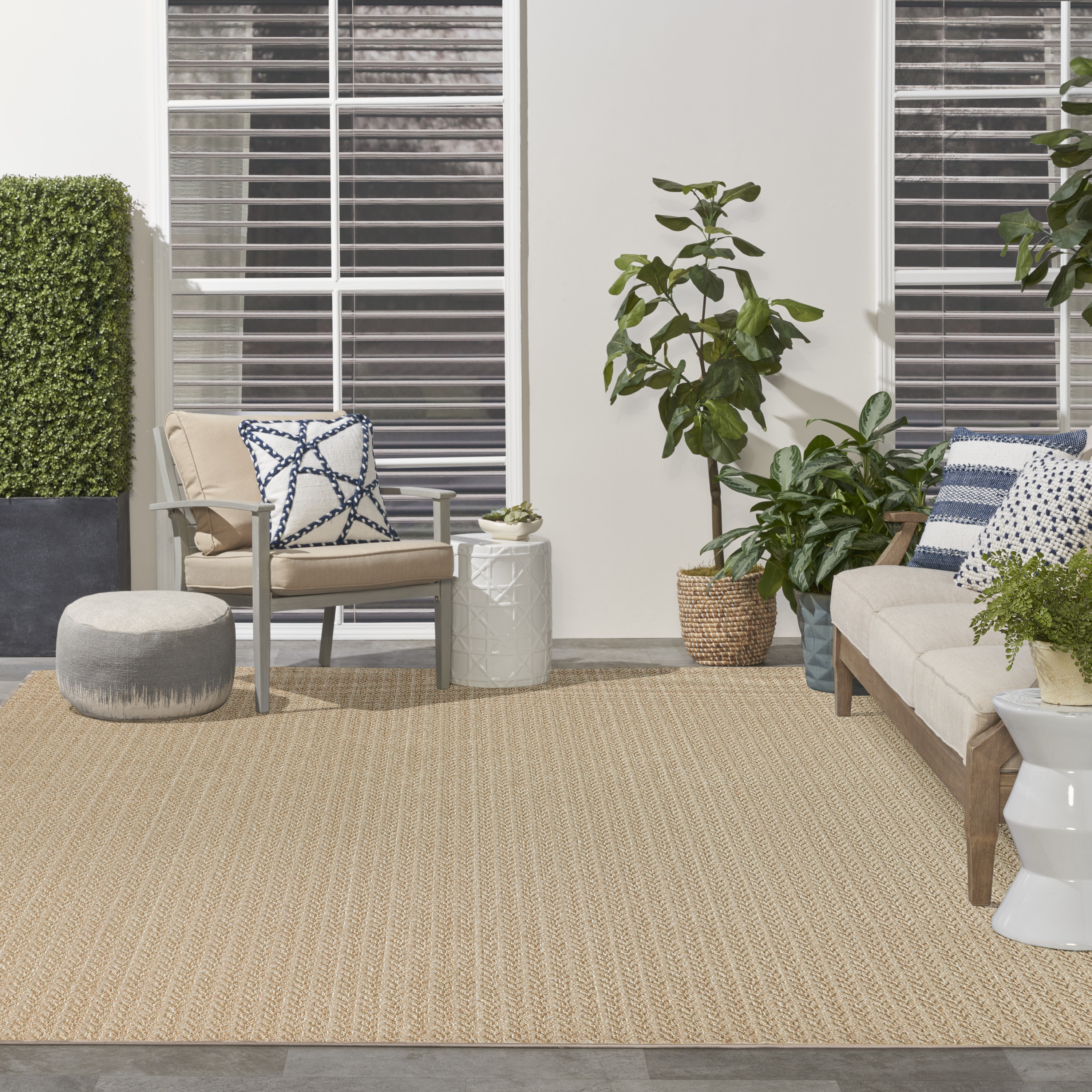 Nourison Tulum 10' x 14' Taupe Outdoor Rug