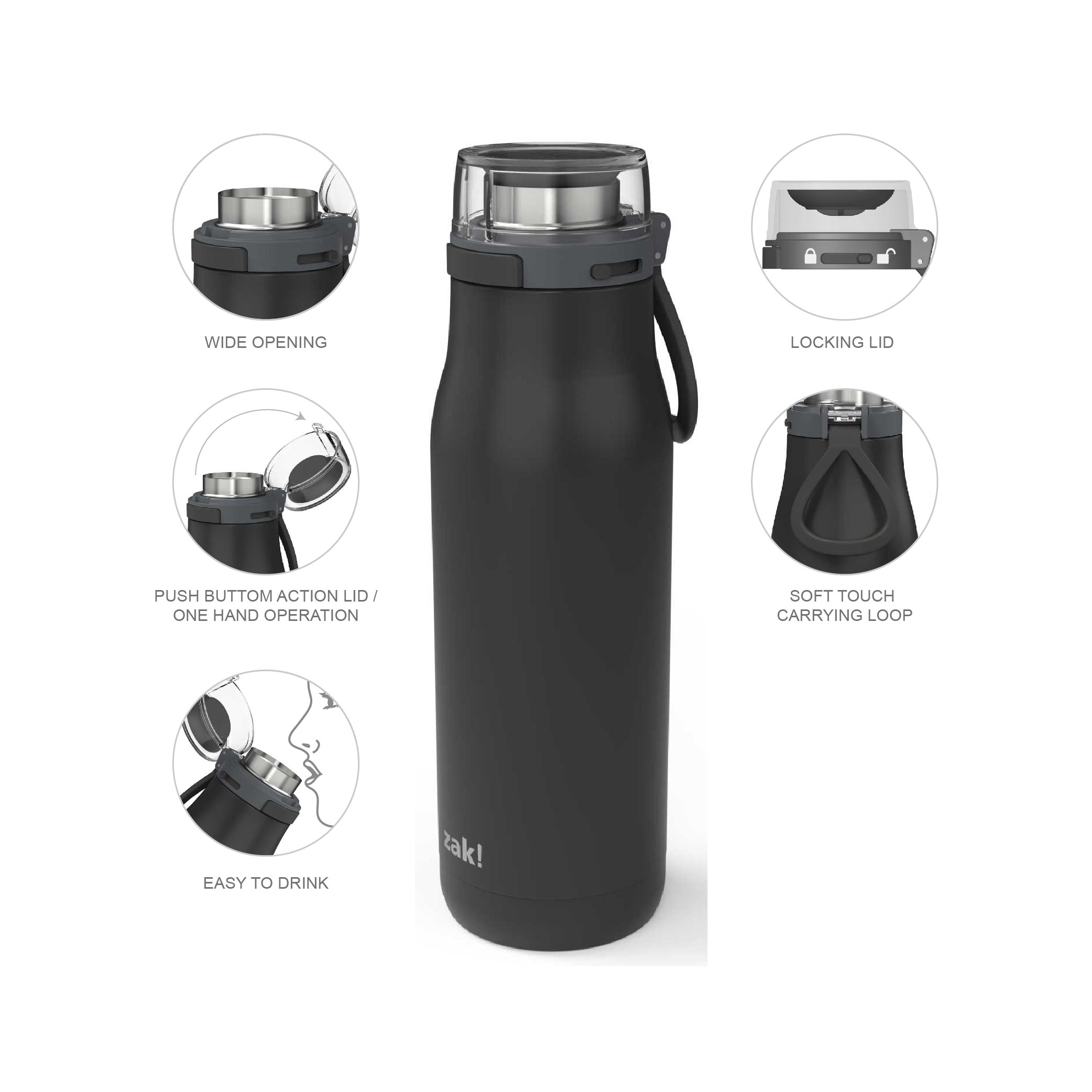 Kiona 20 ounce Vacuum Insulated Stainless Steel Tumbler, Charcoal slideshow image 7 Kiona 20 ounce Vacuum Insulated Stainless Steel Tumbler, Charcoal slideshow image 7