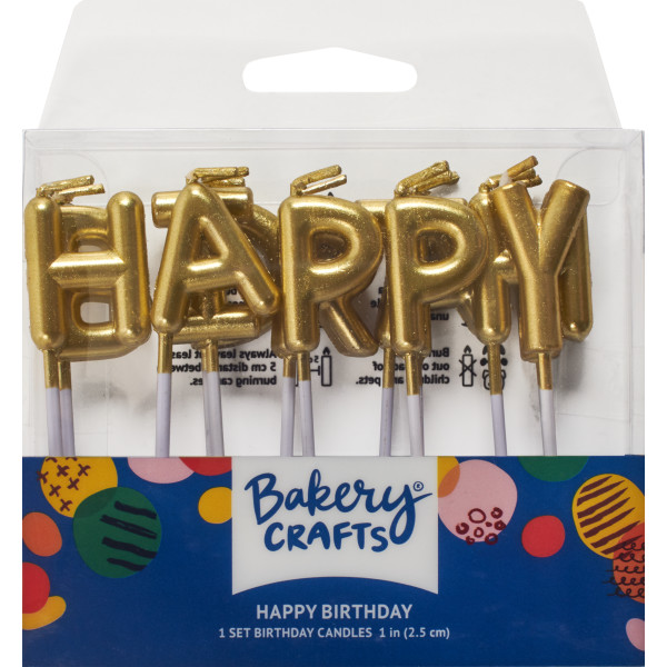 Happy Birthday Letters Gold Specialty Candles