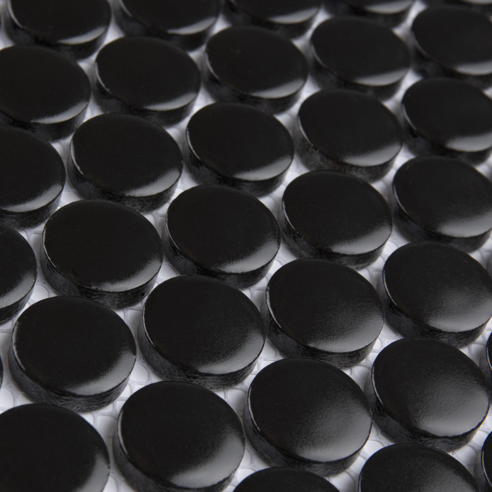 Sample – Metro Penny Matte Black Porcelain Mosaic Tile