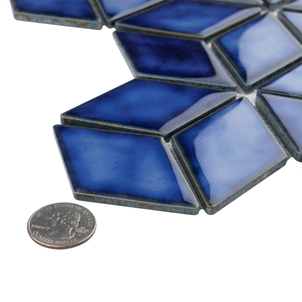 Hudson Rhombus Sapphire 10-1/4 in. x 11-3/4 in. Porcelain Mosaic Tile