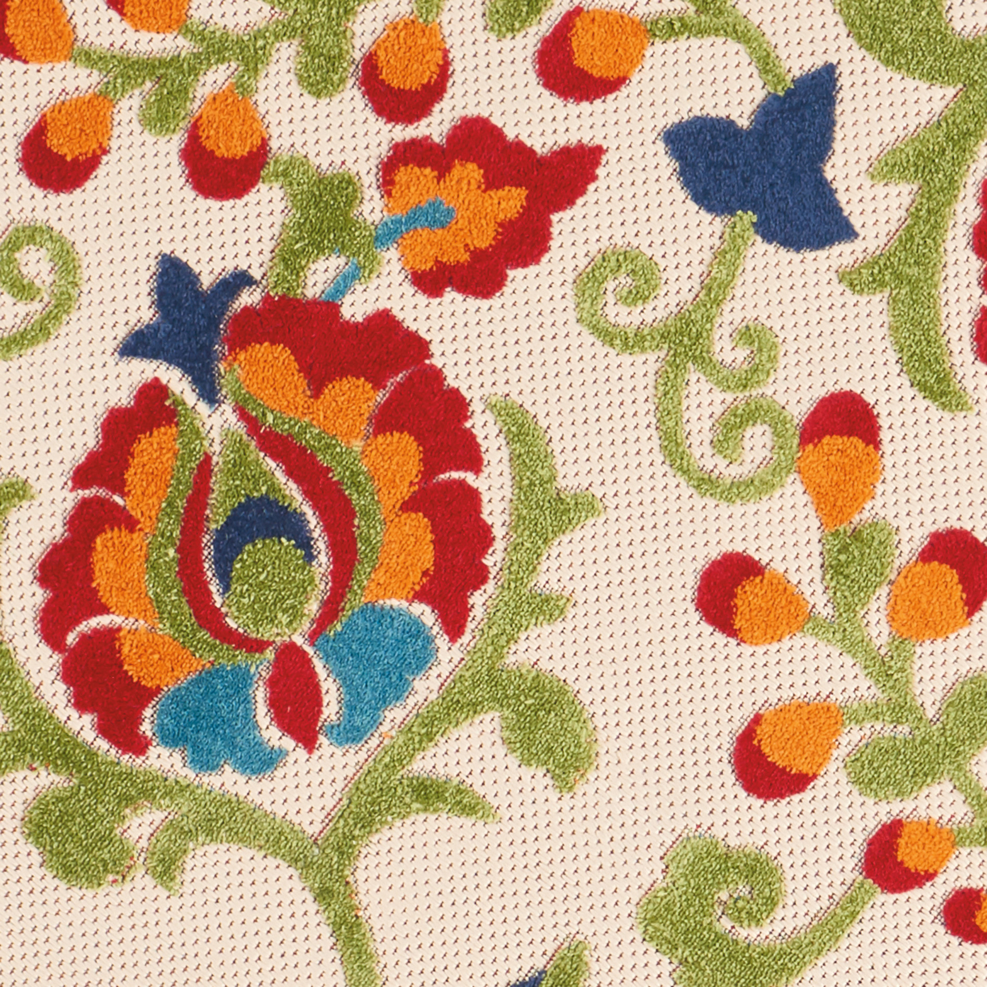 Nourison Aloha 5'3" x Round Multicolor Farmhouse Rug