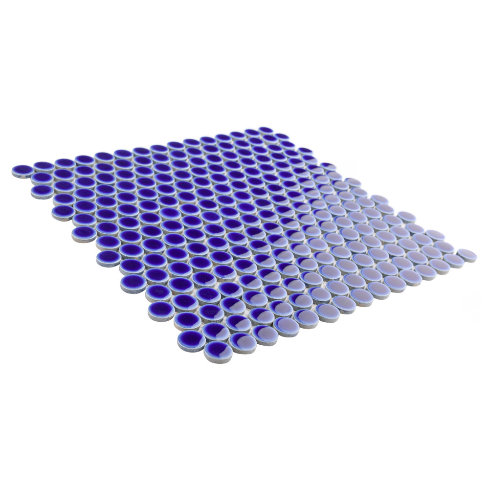Hudson Penny Round Cobalt Blue 11-7/8 in. x 12-5/8 in. Porcelain Mosaic Tile