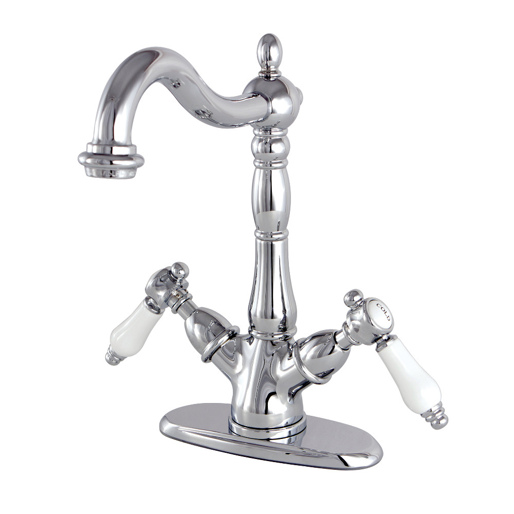 Two-Handle 1-or-3 Hole Deck Mount Vessel Faucet, Polished Chrome with 4 Finish Options