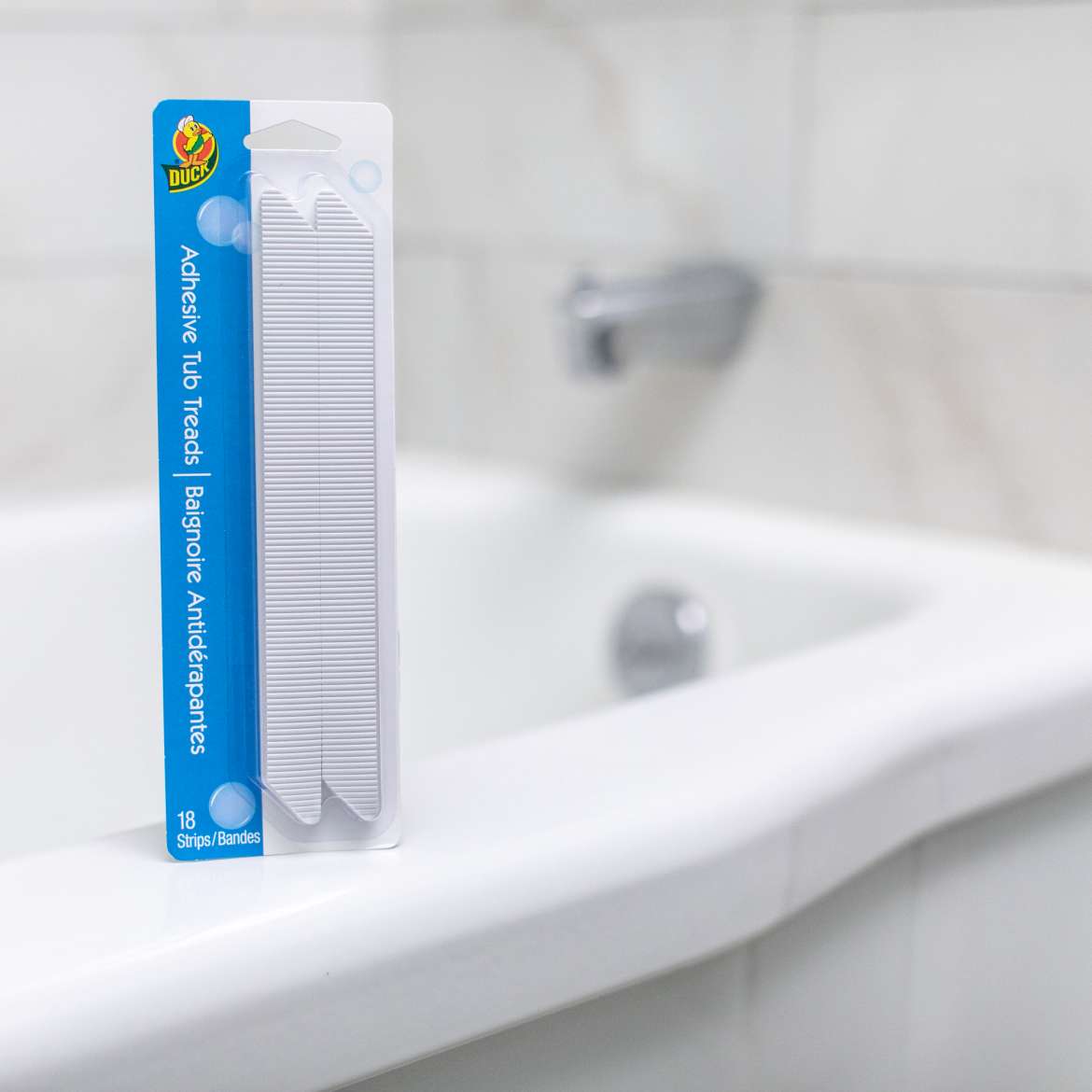 Adhesive Tub Treads White 8.75 in x .75 in 18 pk Duck Brand