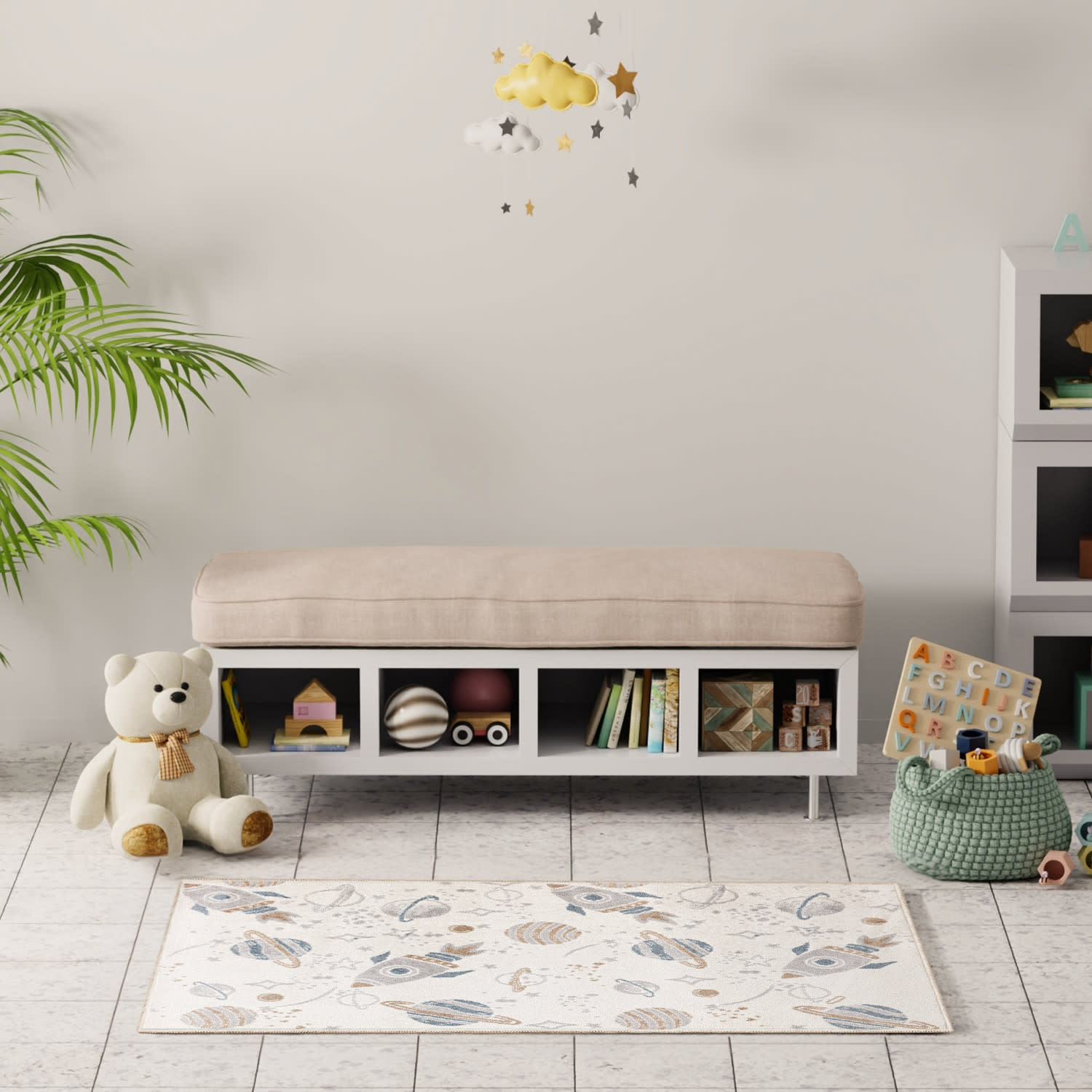Nourison Astra Machine Washable 3'3" x 5' Ivory Multicolor Kids Indoor Rug