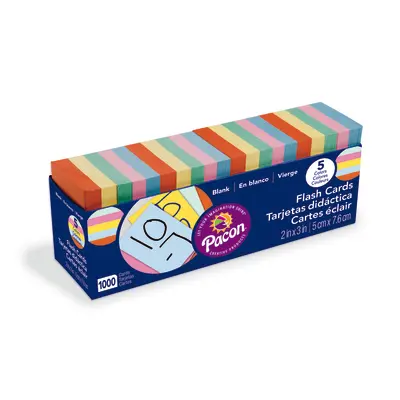 Pacon Blank Flash Cards With Dispenser Box, 5 Assorted Colors, Unruled 3