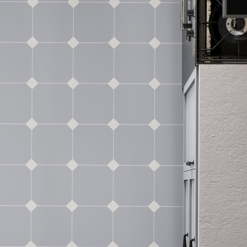 Vaudeville Octagon Humo with Taco Nacar 7-7/8 in. x 7-7/8 in. Porcelain Floor and Wall Tile