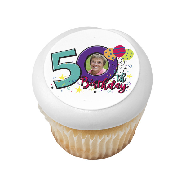 Happy 50th Birthday PhotoCake® Edible Image® Frame