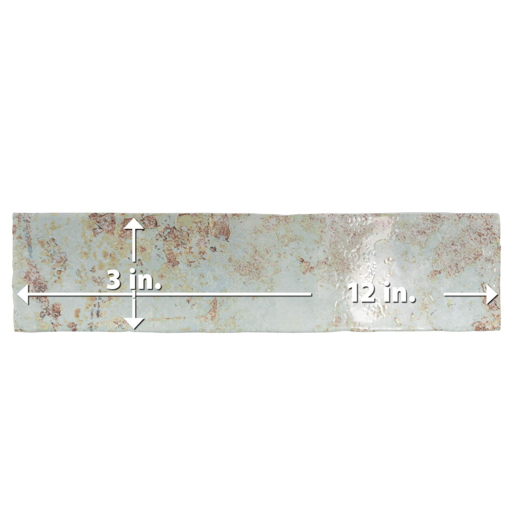 Biarritz Green 3 in. x 12 in. Ceramic Wall Tile